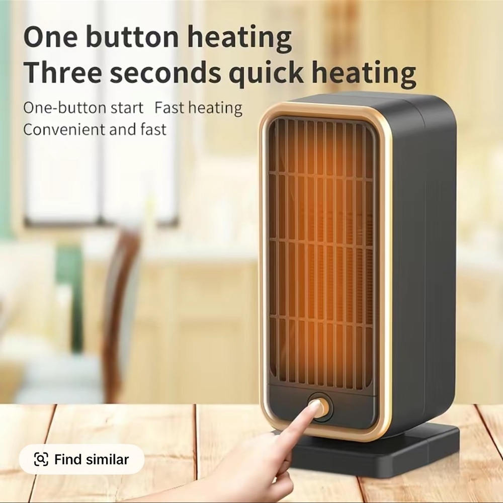 Modern Tabletop Heater in Dark Gray with Gold Accents - Picture 4 of 5
